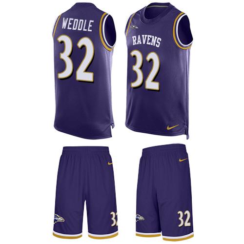 Nike Ravens #32 Eric Weddle Purple Team Color Men's Stitched NFL Limited Tank Top Suit Jersey